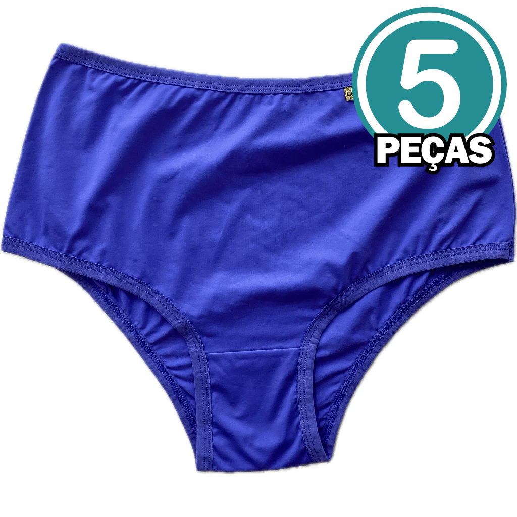 Kit c/ 5 Calcinhas Conforto Cós Alto Cintura Alta