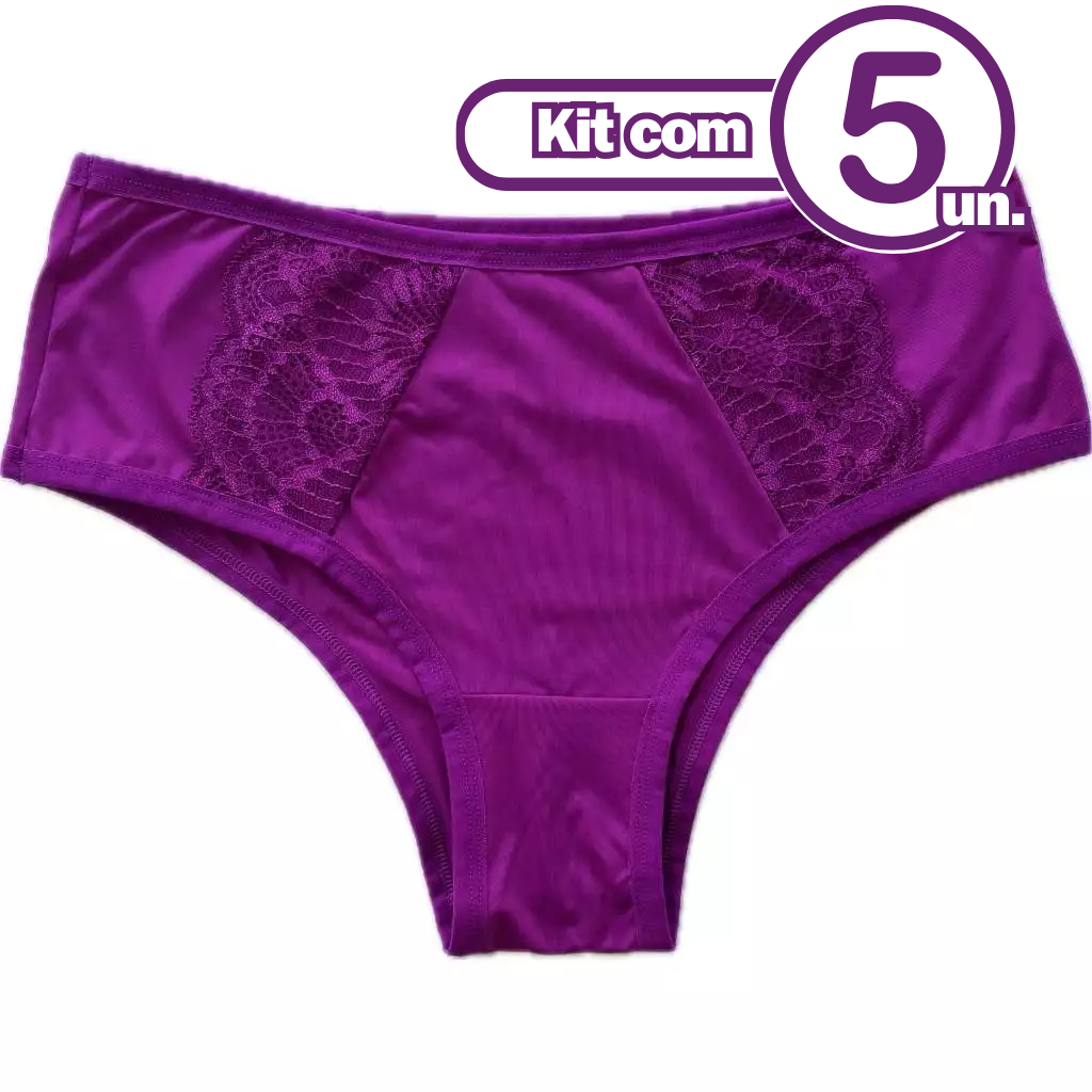 5 Unidades Tangão Calçola Calcinha Senhora Cintura Alta Microfibra Confortável