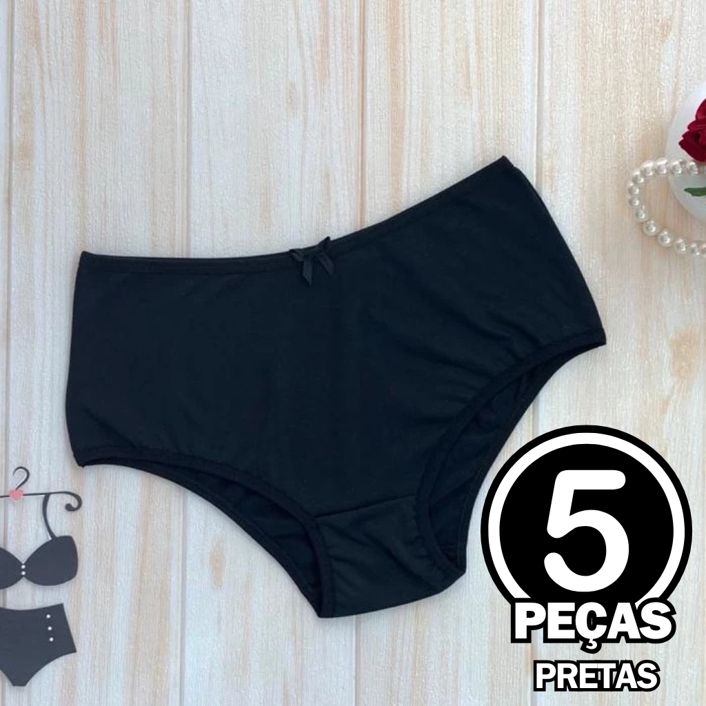 Kit 5 Calcinha Feminina Básica Senhora Confortável