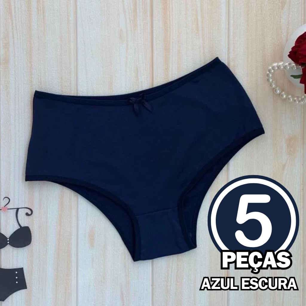 Kit 5 Calcinha Feminina Básica Senhora Confortável