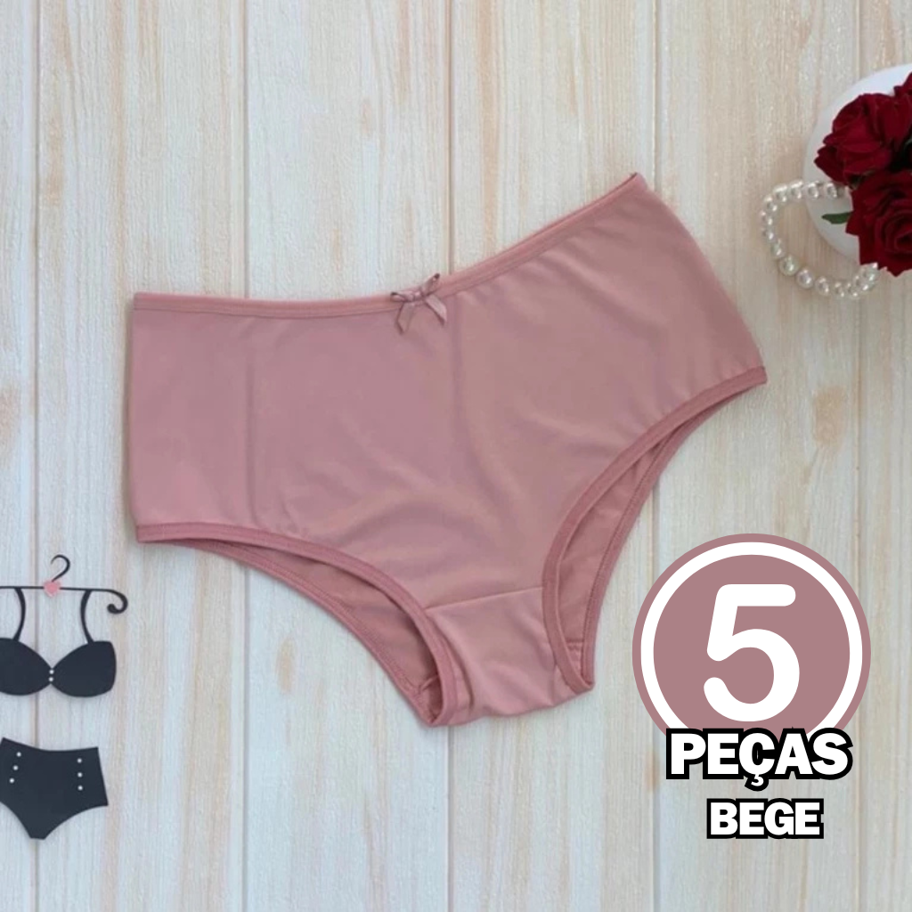 Kit 5 Calcinha Feminina Básica Senhora Confortável