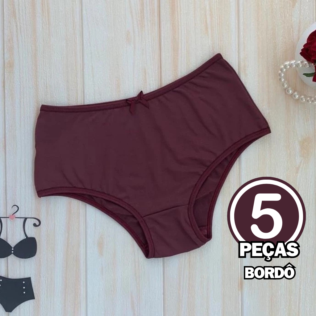 Kit 5 Calcinha Feminina Básica Senhora Confortável