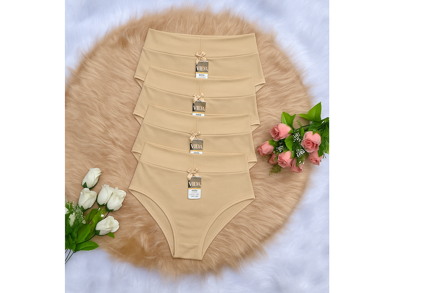 Kit 5 Calcinhas plus size alta cós largo duplo