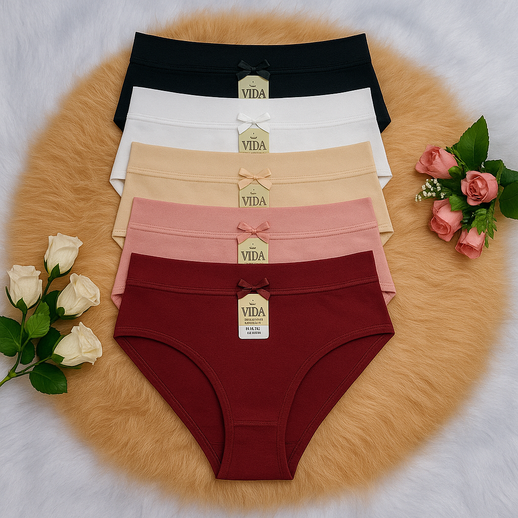 Kit 5 Calcinhas plus size alta cós largo duplo