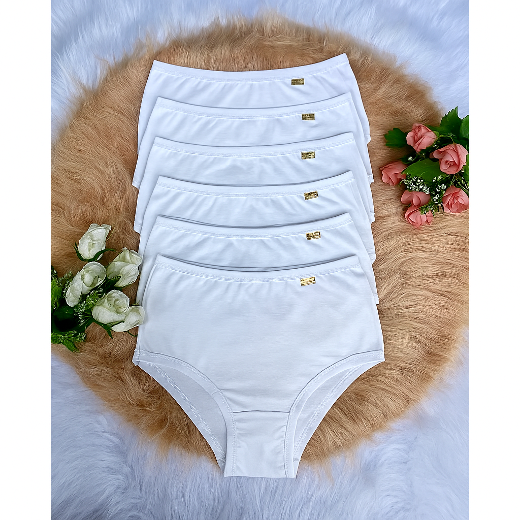 Kit c/ 5 Calcinhas Conforto Cós Alto Cintura Alta