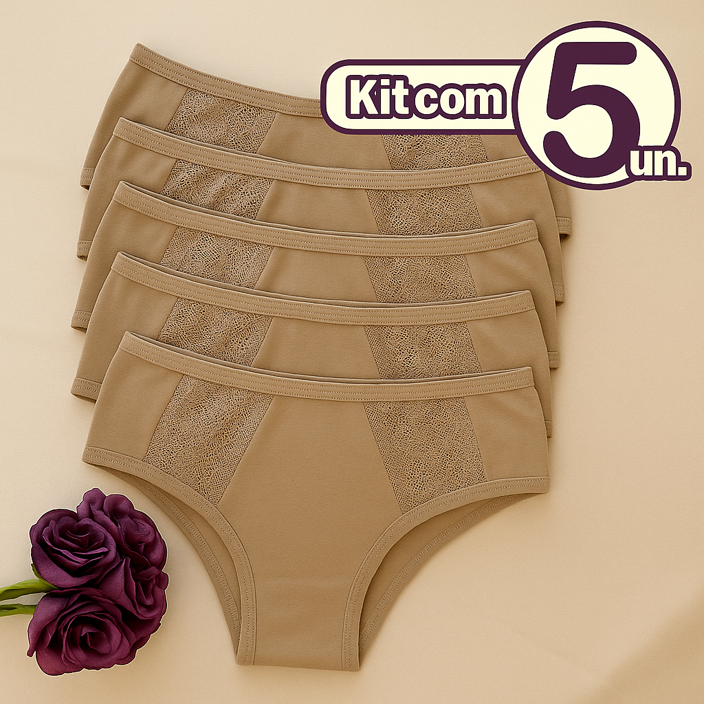 5 Unidades Tangão Calçola Calcinha Senhora Cintura Alta Microfibra Confortável