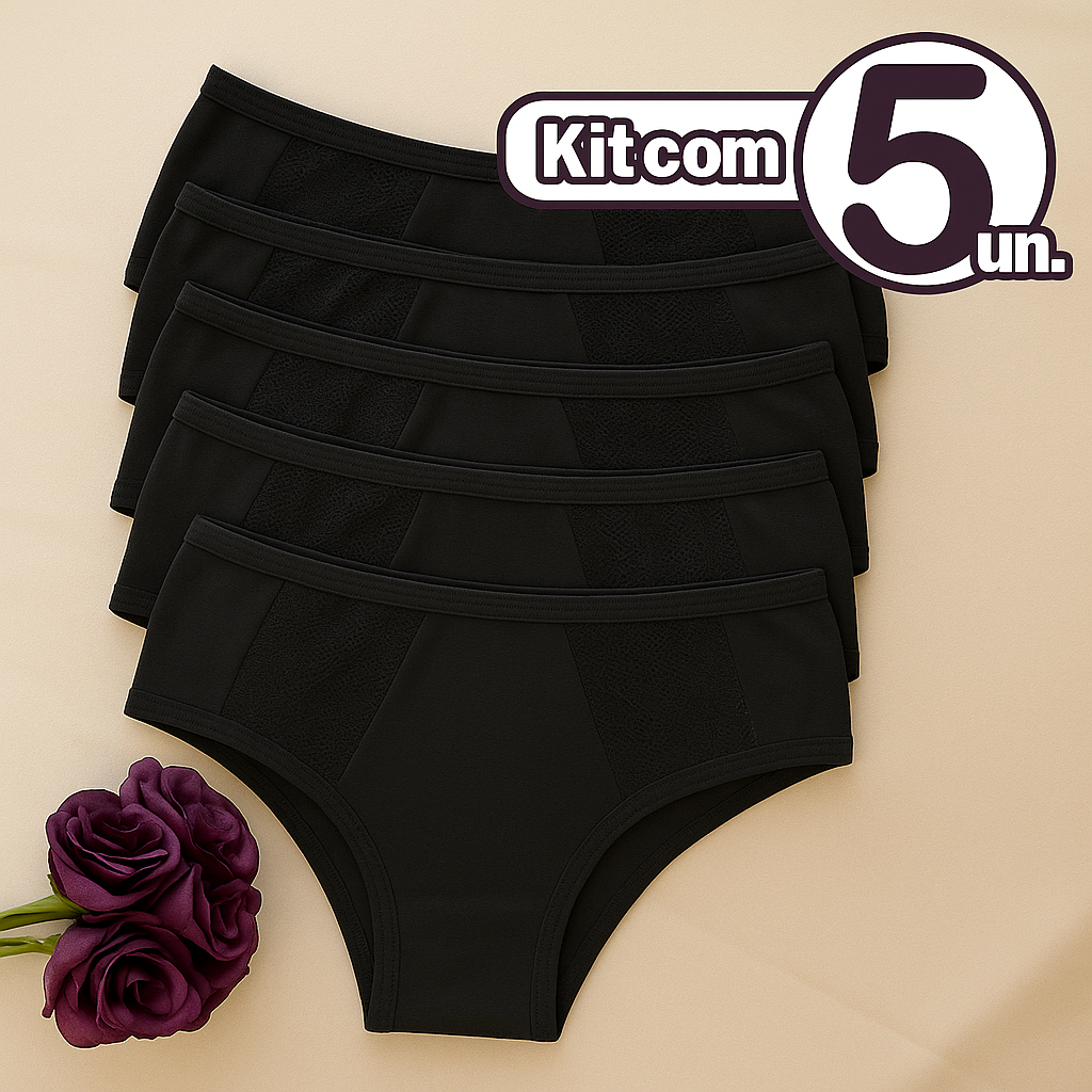 5 Unidades Tangão Calçola Calcinha Senhora Cintura Alta Microfibra Confortável