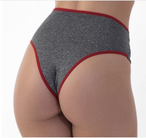 Calcinha Cós Fit Mescla Cós Alto Tecido Duplo Tanga Forro 100% Algodão - Gazania