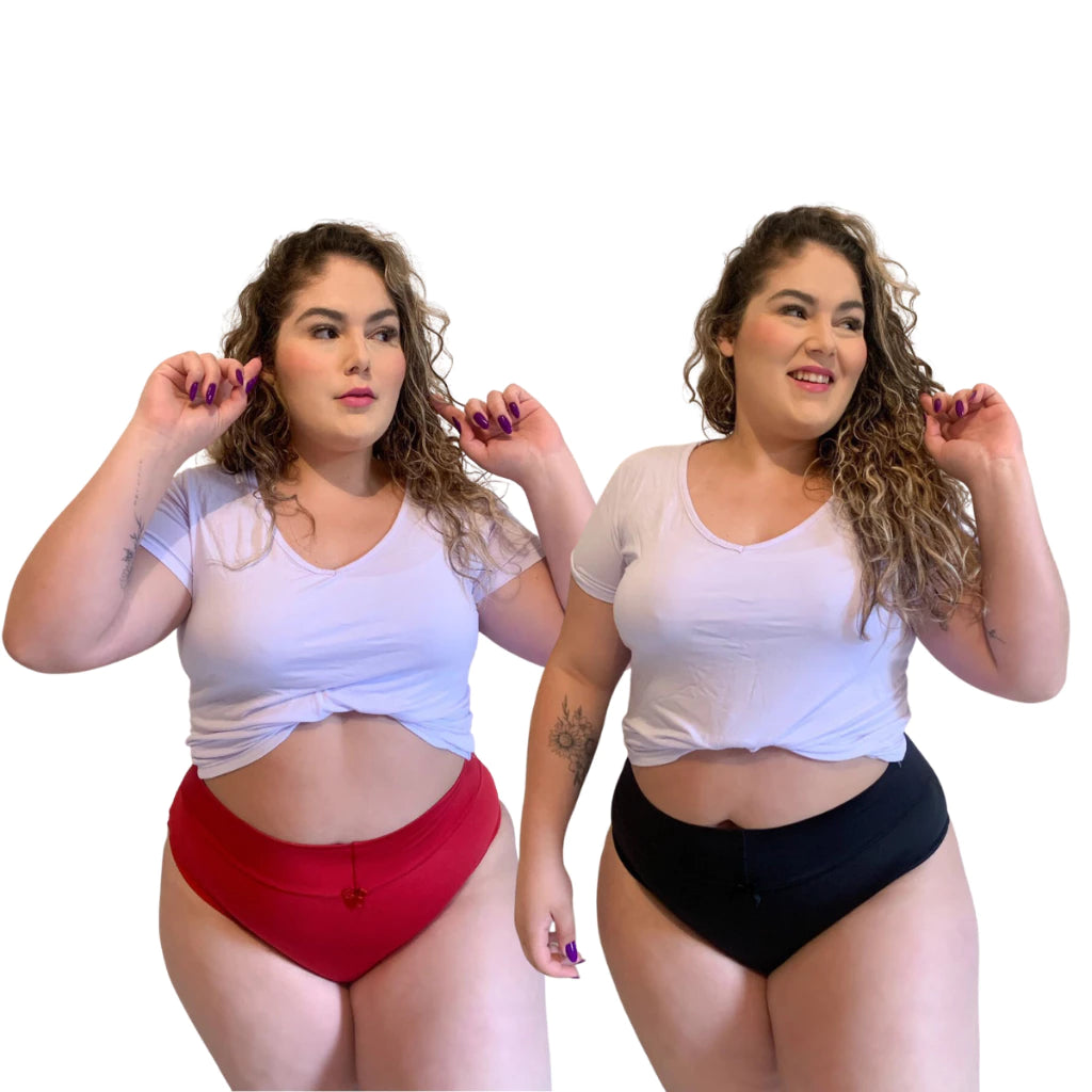 Kit 5 Calcinhas plus size alta cós largo duplo