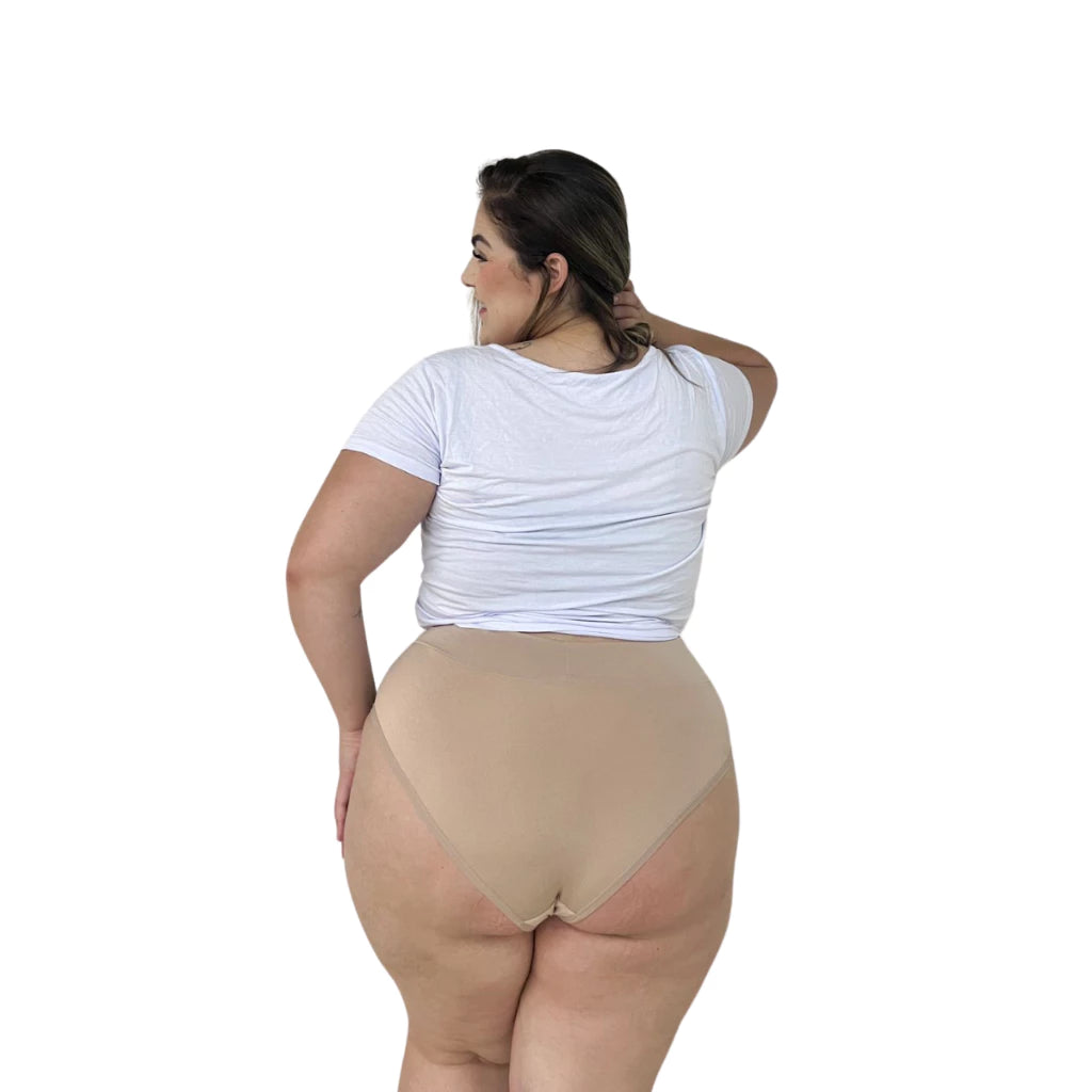 Kit 5 Calcinhas plus size alta cós largo duplo