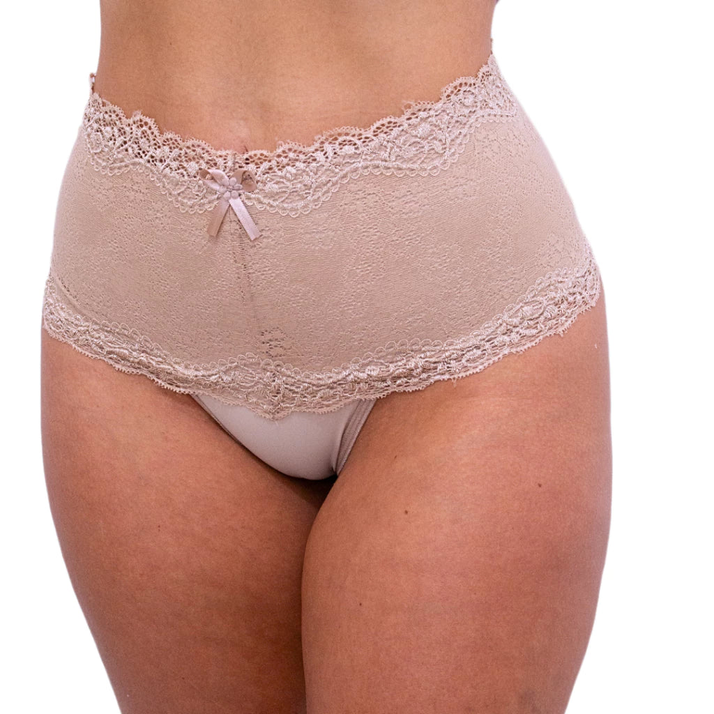 kit 5 calcinha cinta renda cintura alta de algodão - Lafar